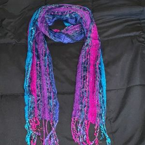 Beautiful Colorful Scarf w/ matching hoop earrings